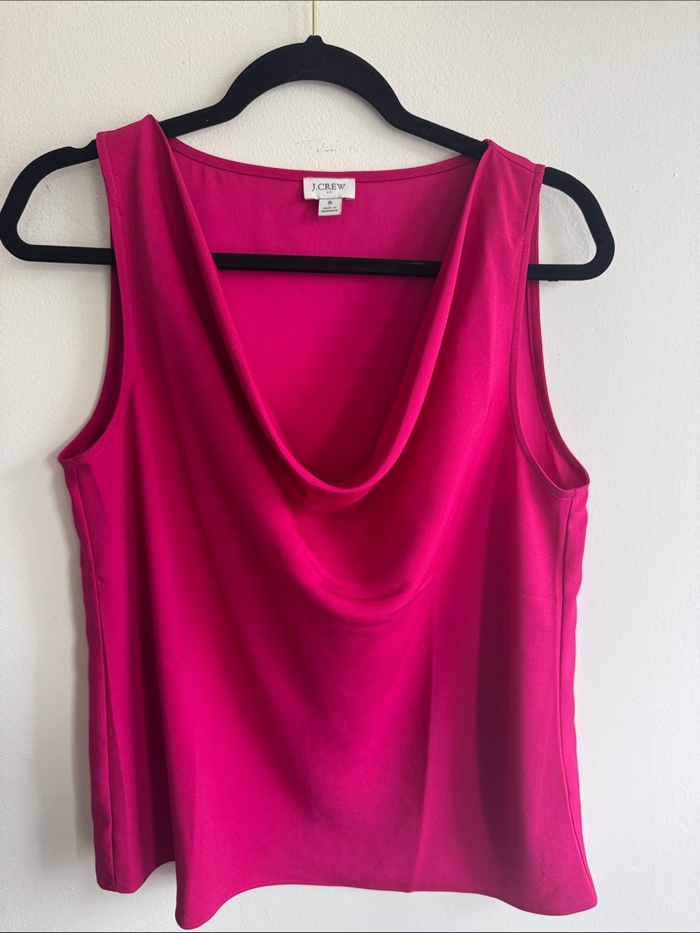 J.Crew Bright Pink Draped Neck Sleeveless Blouse Top Size Small